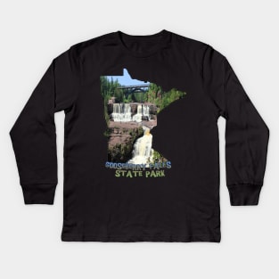 Minnesota State Outline (Gooseberry Falls State Park) Kids Long Sleeve T-Shirt